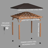 Backyard Discovery Barrington 14 ft. x 12 ft. Hip Roof Cedar Wood Gazebo Pavilion, Shade, Rain, Hard Top Steel Metal Roof, All Weather Protected, Wind Resistant up to 100 mph, Holds up to 10650 lbs Backyard Discovery
