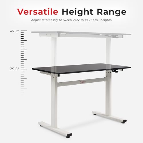 Sunny Health & Fitness Multi-Purpose Air-Drive Adjustable Standing Desk, Pneumatic Air Lifting, Electricity-Free, Scratch-Resistant Surface with up to 47.2" Height, Treadmill Compatible SF-A023001 Sunny Health & Fitness