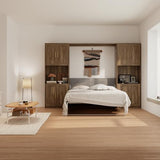Jiaoun Queen Murphy Bed,Farmhouse Guest Beds,Folding Wall Bed with Hydraulic Bar,64" W Twin Murphy Beds with 2 Cabinet for Small Spaces/Offices/Apartments/Guest Room,Brown Jiaoun