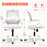 NEO Chair Office Desk Ergonomic Mesh Computer Chair with Lumbar Support Adjustable Height Swivel Rolling Wheels Comfy Mid Back Task Chair for Home Bedroom Vanity Study (Ivory) NEO CHAIR