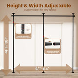 Bonpally Room Divider Curtain Rod, No Drilling Tension Rod for Room Separation, 4-10ft(H) 28-114inch(W) Adjustable Heavy Duty Floor to Ceiling Wall Divider Room Partition Privacy Separator, Black Bonpally