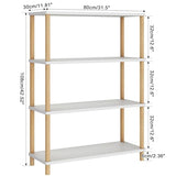 IBUYKE Modern 4-Tier White Wooden Open Bookcase - Versatile Storage & Display Unit for Home and Office IBUYKE