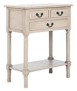 SAFAVIEH Home Collection – Primrose Greige Console Table with Three Drawers & Shelf, Classic Contemporary Storage Console, Compact Entryway Design (CNS5707D) SAFAVIEH