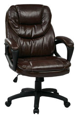 Office Star FL Series Faux Leather Manager's Adjustable Office Chair with Lumbar Support and Padded Arms, Chocolate Office Star Products