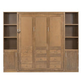 Farmhouse Queen Size Murphy Bed Wall Bed with 2 Bookcases, Traditional Solid Wood Murphy Cabinet Bedframe, Can be Folded, Space-Saving Design XD Designs