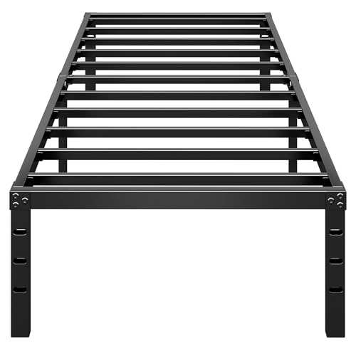 HLIPHA Metal Platform Bed Frame 18 Inch Tall,No Box Spring Needed,Twin Size Bed with Heavy Duty Strong Support Slats,Easy to Assemble,Black HLIPHA