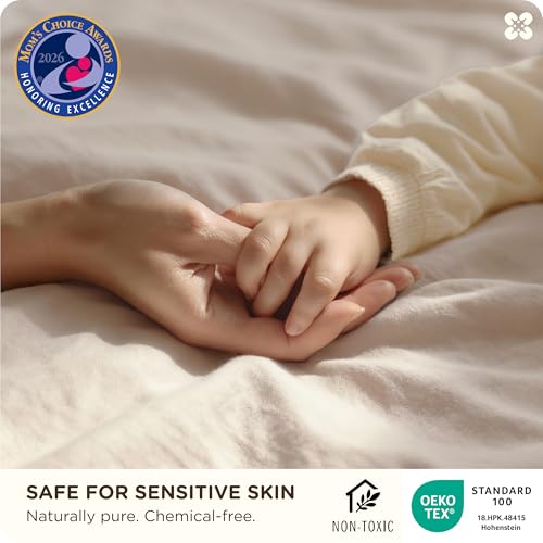 Bedsure 100% GOTS Organic Cotton Sheets, Fair Trade Certified Queen Bedding Set, Eco-Friendly, Soft, 17 inches Deep Pocket Queen Sheet, Sateen Weave Cotton Luxurious Hotel Bed Set, Linen Bedsure