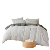 BUPIRD Green King Comforter Set Striped 100% Soft Washed Microfiber Jacquard 3 Pieces Striped Bedding Sets Green White Comforter for All Seasons and 2 Pillowcases Comfort Breathable BUPIRD