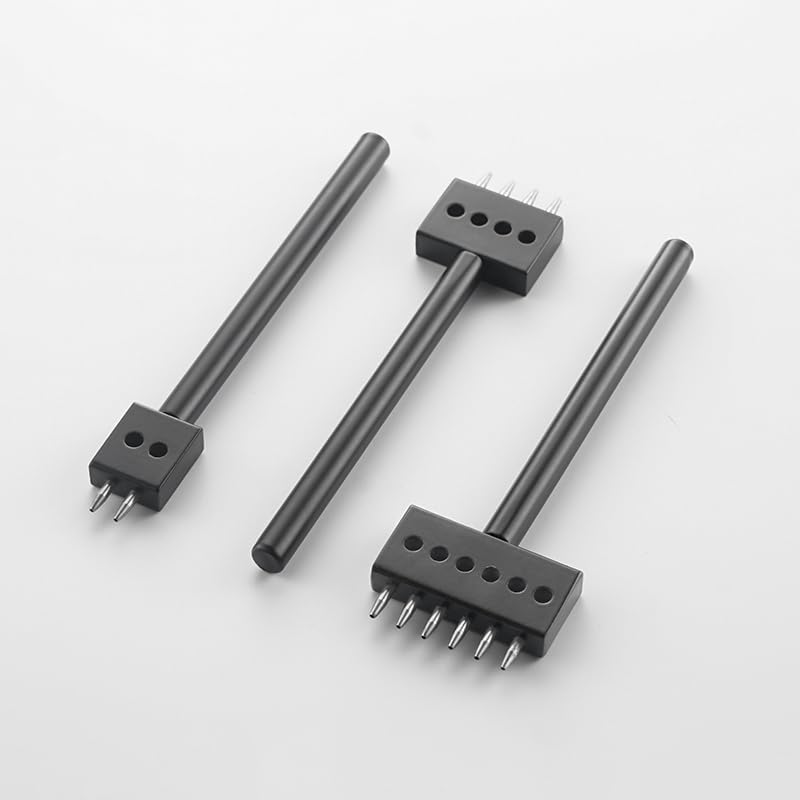 Leather Round Hole Punching Tool 3pcs Prong Punch Tool Set with 2/4/6 Prong Options for Precise Round Hole Punching DIY Leather Craft（6mm） RONGXINGSHENG