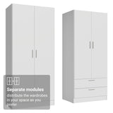 Madesa 4 Doors 2 Drawers Wardrobe Set, Armoire Closet Storage Cabinet, 63" L Wooden Clothing Organizer with Shelves and Hanging Space, White Madesa