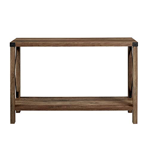 Walker Edison Sedalia Modern Farmhouse Metal X Entry Table, 46 Inch, Rustic Oak Walker Edison