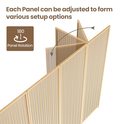 6 Panel Room Divider and Folding Screen,Bamboo Room Divider for Room Separation,67" H x 92.1" W COCOSICA