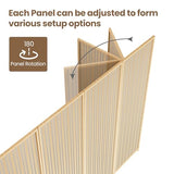 6 Panel Room Divider and Folding Screen,Bamboo Room Divider for Room Separation,67" H x 92.1" W COCOSICA