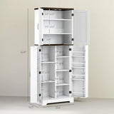 HOMCOM 64" Kitchen Pantry Cabinet with LED Motion Sensor Light, Farmhouse Tall Storage Cabinet with Adjustable Shelves, Cupboard for Living Room, Dining Room, White HOMCOM