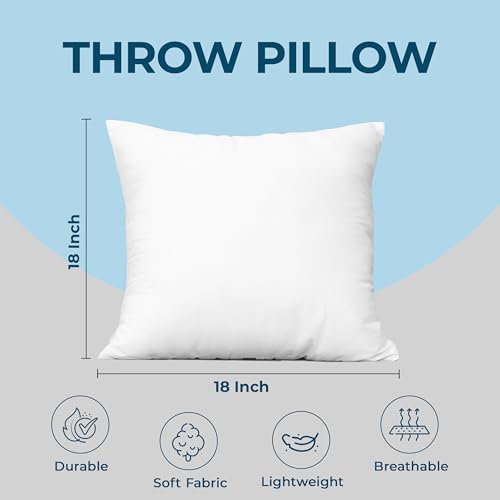 Utopia Bedding Throw Pillows (Set of 4, White) – 18 x 18 Inches Down Alternative Pillows for Bed, Sofa, and Couch - Fluffy Decorative Stuffer Pillow for Indoors & Outdoors Utopia Bedding