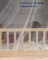 Tatub Twin Montessori House Floor Bed Frame with Rails and Roof - Nature-Inspired Kids Teepee Bed Tatub