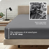 Bare Home Fitted Bottom Sheet King Size - Premium 1800 Microfiber - Ultra-Soft Hotel Luxury - Deep Pocket - Durable and Long Lasting - Fitted Sheet (King, Grey) Bare Home