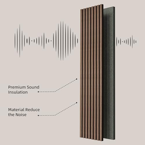 JINDOLI 47 Inch Wood Slat Acoustic Panels for Stylish Decor and Noise Reduction, 3D Fluted Panel for Wall, Interior Design 3D Wood Wall Panels Use for Soundproof Paneling, Brown Oak - WoodArtSupply