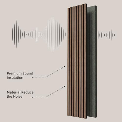 JINDOLI 47 Inch Wood Slat Acoustic Panels for Stylish Decor and Noise Reduction, 3D Fluted Panel for Wall, Interior Design 3D Wood Wall Panels Use for Soundproof Paneling, Brown Oak - WoodArtSupply