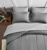 Maple&Stone California King Size Comforter Set 7 Pieces Bed in a Bag - Down Alternative Bed Set with Sheets, Pillowcases & Shams, Soft Reversible Duvet Insert,Grey Maple&Stone
