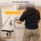HitGo Mobile Standing Desk with Wheels, 32 inch Pneumatic Height Adjustable Desk for Walking Pad, Small Rolling Computer Workstation, Portable Sit Stand Desk for Home Office, 28-43" Tall, White HitGo