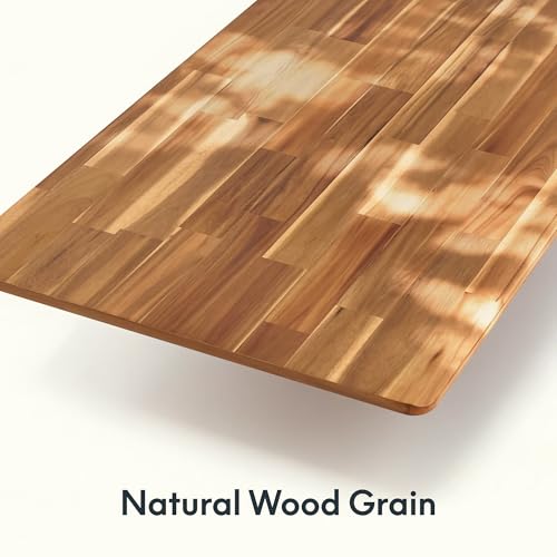 FLEXISPOT Acacia Solid Wood 55"x28" Butcher Block Desktop – Thick Beveled Edge Tabletop for Standing Desk, Office Table, Workbench, DIY Furniture Projects, Natural FLEXISPOT