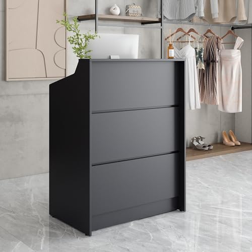 AGATEO Small Reception Desk with Drawer – Front Desk, Checkout Counter & Retail Counter – Cash Register Stand AGATEO