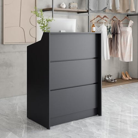 AGATEO Small Reception Desk with Drawer – Front Desk, Checkout Counter & Retail Counter – Cash Register Stand AGATEO