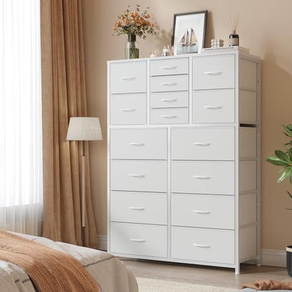 EnHomee Dresser, White Dresser for Bedroom with 16 Drawers, Tall Dressers & Chests of Drawers, White Dresser for Bedroom, Dresser Organizer, Dressers Bedroom Furniture with Drawer for Closet Entryway