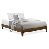 East West Furniture NVP-22-Q Queen Size Bed Frame with 4 Solid Wood Legs and 2 Extra Center Legs - Walnut Finish East West Furniture