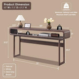 IFGET 63-Inch Long Console Table, 31.5" Tall Modern Entryway Table with Open Storage Shelf, Curved Profile Design, Narrow Wood Sofa Table Behind Couch Tables for Living Room, Hallway, Foyer, Brown IFGET