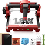 Mini Laser Engraver for Beginner, Woxcker S1 1.6W Laser Engraver Machine Portable No Need Installation 130mm x 130mm Bed Size 0.05 Laser Spot for DIY, Wood, Acrylic, Leather, Leaf Woxcker