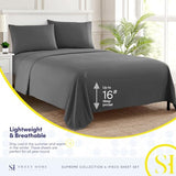 King Size Sheets - Breathable Luxury Bed Sheets with Full Elastic & Secure Corner Straps Built In - 1800 Supreme Collection Extra Soft Deep Pocket Bedding Set, Sheet Set, King, Gray Sweet Home Collection