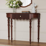 Etelifrank Solid Wood Console Table with Drawer – Dark Walnut Entryway Table with Scalloped Edge and Straight Legs, Narrow Accent Sofa Table for Living Room or Hallway(Dark Walnut) Etelifrank