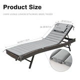 Minventiss Chaise Lounge Cushion Outdoor Set of 2，Patio Foldable Chaise Lounger Cushion，Foldable Waterproof Pool Lounge Chair Cushions with Straps, Lounger Cushions for Outdoor Furniture，71''Lx21''W