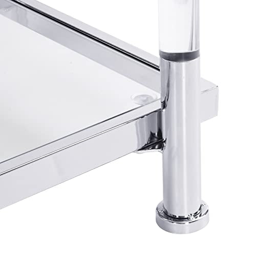 WAQINBR Silver Narrow Console Table Sofa Table for Living Room, Entryway Table with Storage, Acrylic Sofa Table Narrow Long with Tempered Glass Top, 43.3" W Rectangular Glass Table… WAQINBR