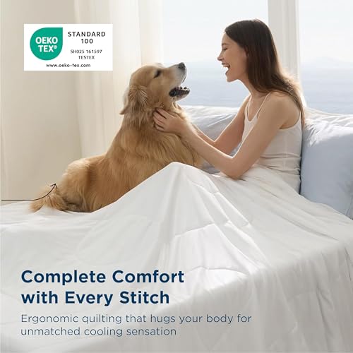 Bedsure Cooling Comforter King Size - GentleSoft Moisture Wicking Cooling Blanket for Hot Sleepers, Breathable Lightweight Duvet Insert, Dual-Sided Summer Blanket, White, 102x90 Inches Bedsure