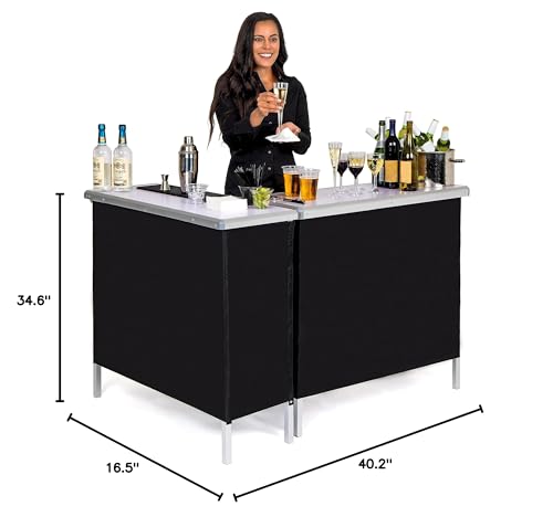 GoBar Portable Double Bar Table Set - Mobile Bartender Station for Events - Includes Carrying Case - Standard or LED GoPong