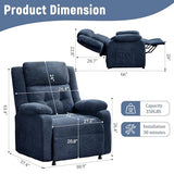 Korser Power Recliner Chair for Adults, Oversized Electric Recliner with Thickened Cushions, Chenille Fabric Reclining Chair for Living Room, Bedroom, Blue