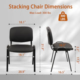 CLATINA Stacking Conference Room Chairs No Wheels, PU Leather Waiting Room Chair Armless Stackable Office Guest Chair with Metal Frames for Reception Lobby Side Training School, Black Set of 10 CLATINA