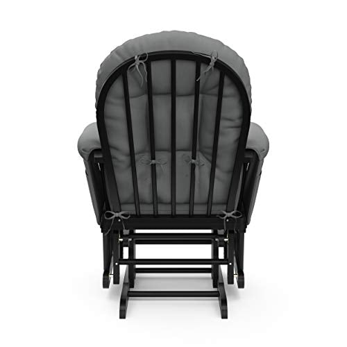 Storkcraft Premium Hoop Glider & Ottoman (Black with Gray) — GREENGUARD Gold Certified, Solid Wood Craftsmanship, Convenient Storage Pockets, Smooth-Gliding Chair for Nursery, Multi-Award-Winning Storkcraft