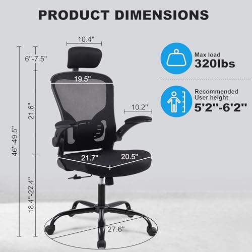 10 Pack Ergonomic Office Chair with 3D Adjustable Headrest, Mesh Home Office Desk Chairs with Lumbar Support & Flip-Up Armrests for Office, Home and Conference Room(10 Pack) Flysky