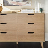 Walker Edison Modern 6-Drawer Dresser Bedroom Storage Organizer, 52 Inch, Riviera Cut-Out Walker Edison