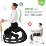 Predawn Adjustable Ergonomic Kneeling Chair – Custom Height Rocking Posture Stool with Thick Cushions, Solid Wood Frame, Knee Support Seat for Adults, Office or Meditation Use (Onyx Black) Predawn