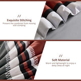 WONGS BEDDING Comforter Full Size, Red Bedding Comforter Set for Full Bed, Striped Bed in a Bag Full Size Comforter Sets for All Season 90"×78" WONGS BEDDING