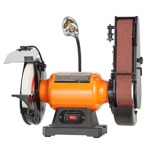 VEVOR 8 Inch Bench Grinder, Bench Grinder Sander with 2 x28 Inch Belt Sander Combo and 2.5A Induction Motor for Metalworking Sharpening Grinding VEVOR