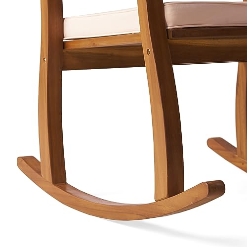 Christopher Knight Home Selma Acacia Rocking Chairs with Cushions, 2-Pcs Set, Teak Finish - WoodArtSupply