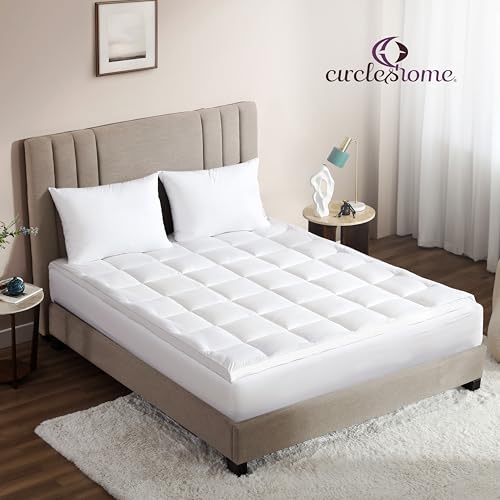 CirclesHome Hotel Collection Twin XL Size Hybrid Mattress Protector & Pad - Extra Padded, Thick, Plush, & Fitted Mattress Topper for Bed - Comfortable Pillow Top Mattress Cover CIRCLESHOME