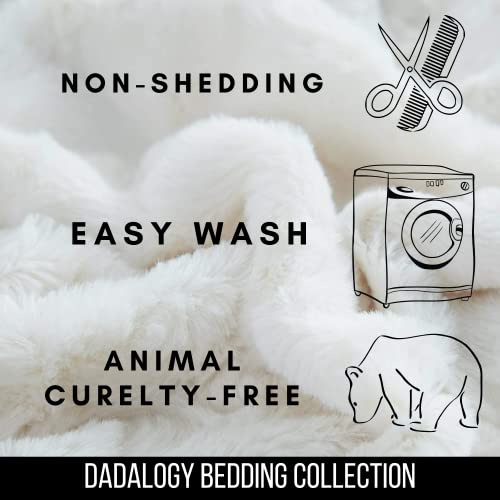 DaDa Bedding Luxury White Roses Fluffy and Cuddly Faux Fur with Sherpa Backside Fleece Cloud Throw Blanket - Super Soft Warm Plush Luxe Solid Toss for Sofa, Couch or Bed - 63" x 90" DaDa Bedding