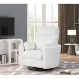 Pemberly Row Modern Chenille Fabric Swivel Recliner, Upholstered Seating Chair with Swivel Reclining Operation for Interior Seating Placement, Chenille Fabric in Oyster White Finish